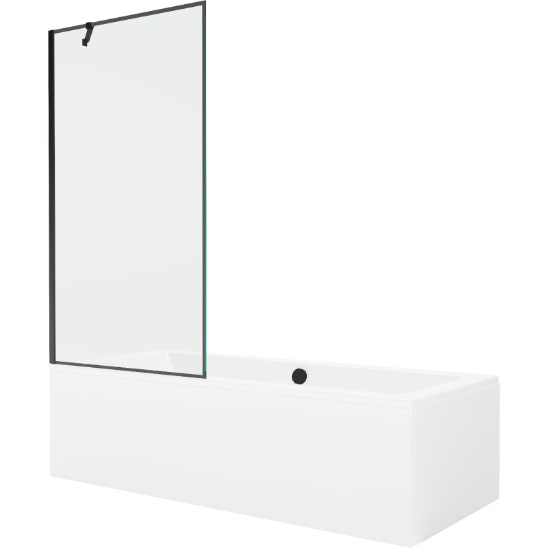 Wanna prostokątna Mexen Cube 170 x 80 cm z obudową i parawanem 1-skrzydłowym 90 cm czarny wzór 550517080X9509007070 1 szt.