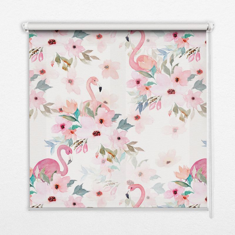 Roleta Do Okien Tulup 110x140 cm Flamingi Wśród Kwiatów Montaż do ściany/sufitu 1 szt.
