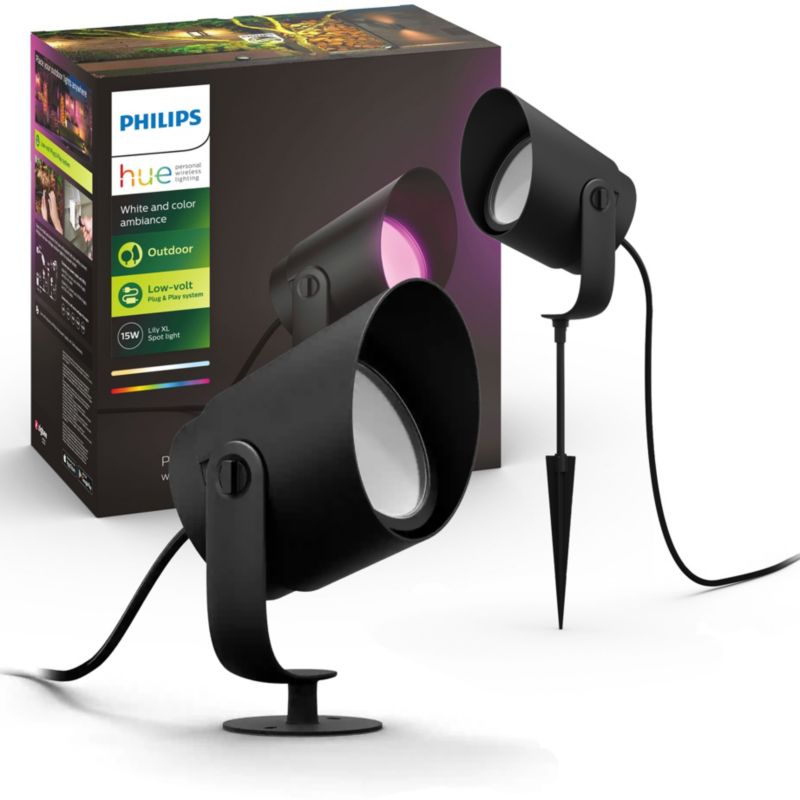 Reflektor Ogrodowy Lily XL Philips HUE Wbijany LED 15.2W 1060lm IP65 RGB TW Czarna Inteligentna White and Color Ambiance 1 szt.