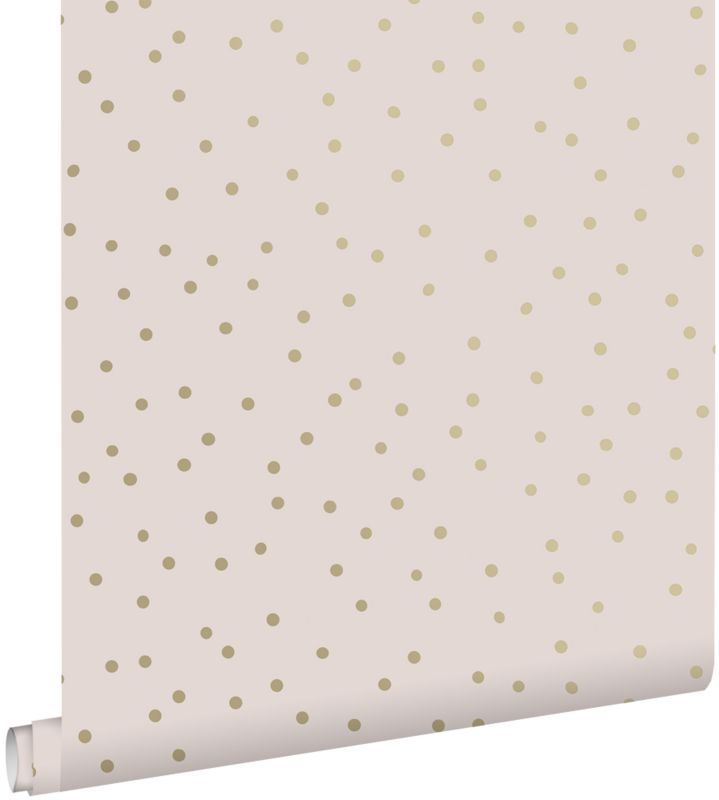 Tapeta ESTAhome kropki starego różuIzłotym 53 cm x 10.05 m - 1 rol.