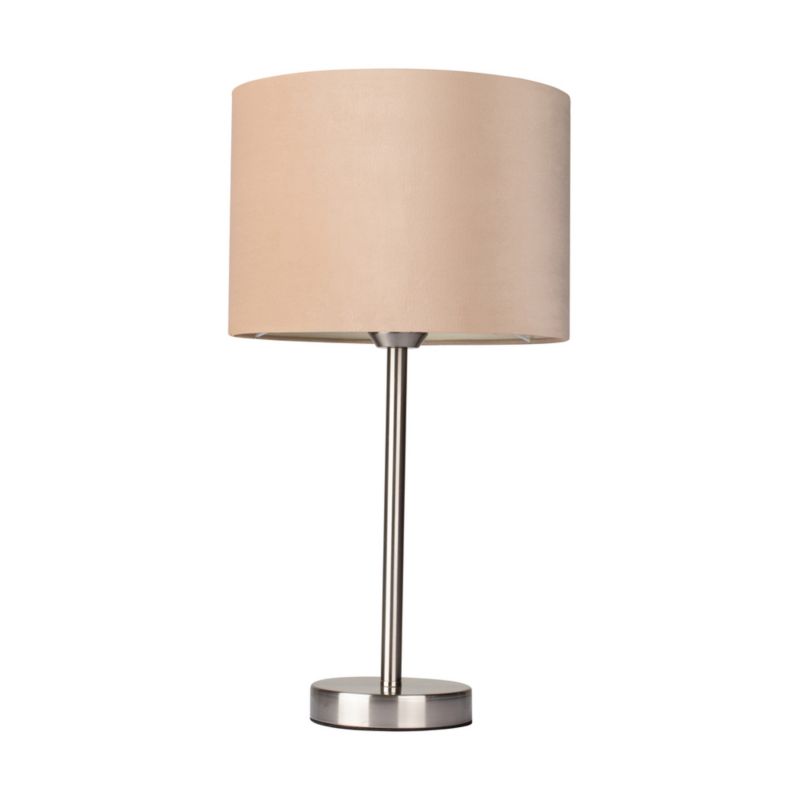 Lampa Stołowa SPOT Light 1xE27 Max.40W Satyna w Połączeniu z Beżową Tkaniną, Polski Producent, 1 szt.