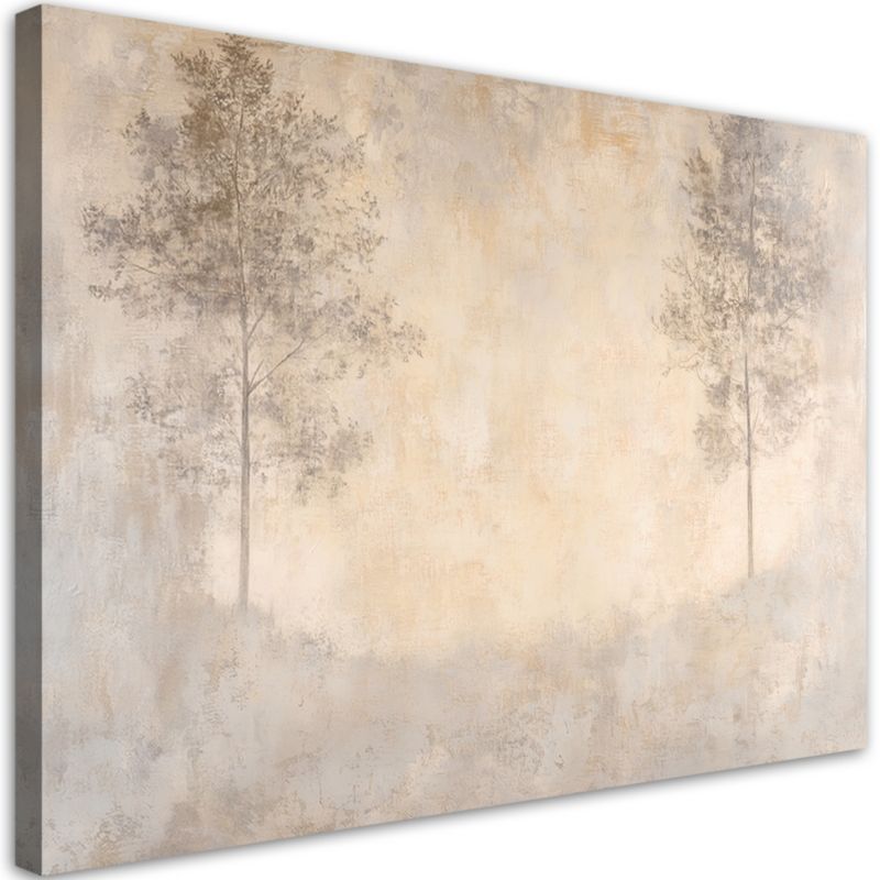 Obraz do salonu sypialni Feeby Las we Mgle Beżowy 90x60 cm 1szt