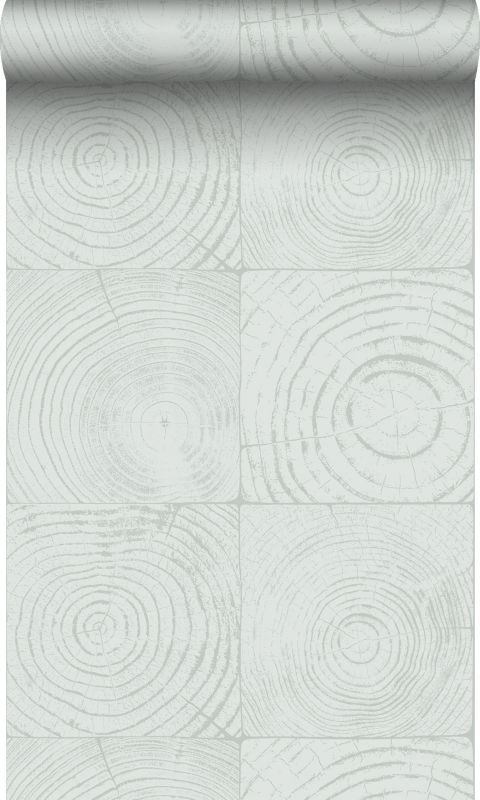 Tapeta Origin Wallcoverings przekrój pnia drzewa miętowej zieleni 53 cm x 10.05 m - 1 rol.