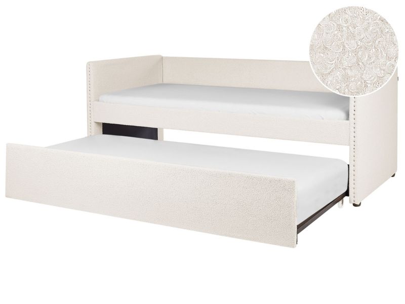 Łóżko wysuwane Boucle Troyes 90 x 200 cm Jasnobeżowy 1 szt.