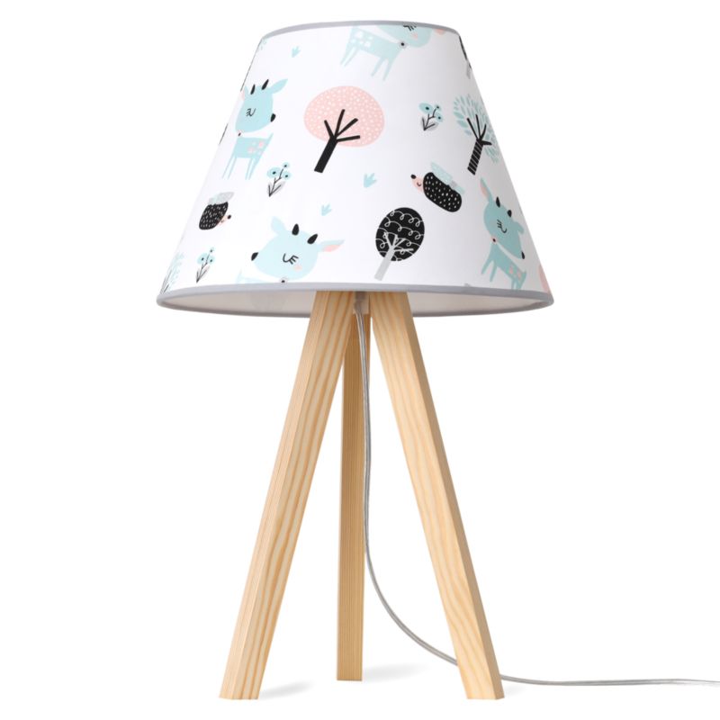 Lampa stołowa nocna trójnóg naturalny Light Home Kids 1x E27 60W abażur Sarenki 1szt.