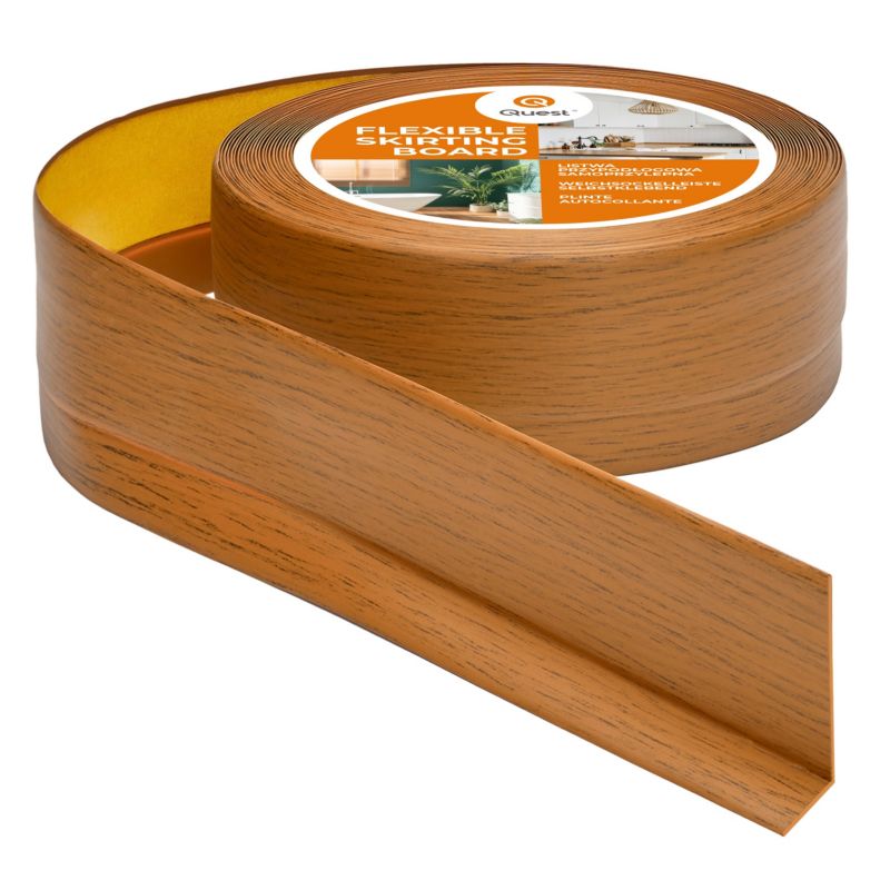 Listwa przypodłogowa PCV 50x20 mm QUEST, samoprzylepna elastyczna, miękka listwa podłogowa, cokołowa - 25m, dąb rustykalny, 1 szt.