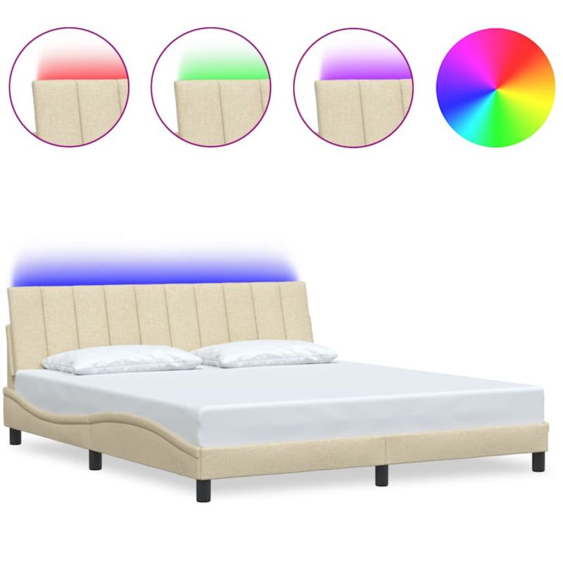 Łóżko tapicerowane WaszeMeble 180x200 cm Kremowy tkanina z LED WM-3310480 1 szt.