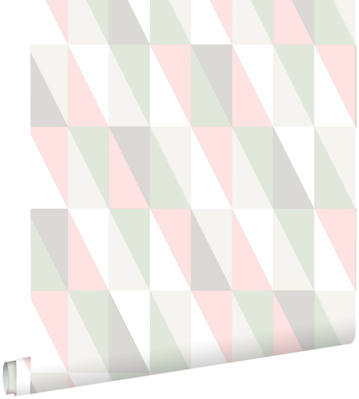 Tapeta ESTAhome trójkąty graficzne jasnego różuImiętowej zieleni 53 cm x 10.05 m - 1 rol.