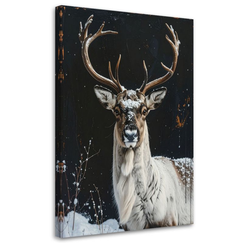 Obraz do salonu jadalni biura Feeby Renifer zima śnieg choinki świeta 40x60cm 1szt
