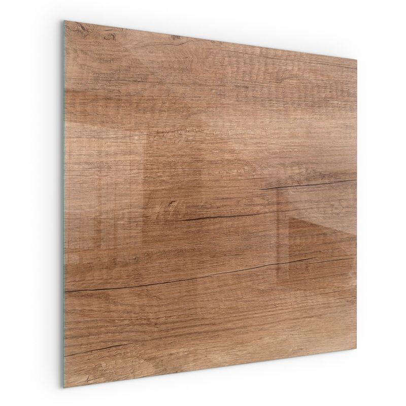 Szklana Podkładka Pod Kominek Kwadrat Wallfluent 60x60 cm Naturalna faktura drewna 1 szt.