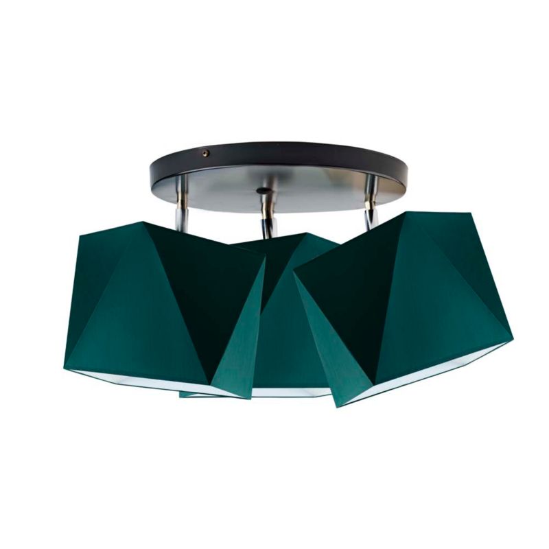 Lampa Volta Light Factory żyrandol plafon sufitowa z abażurami diament Butelkowa zieleń BURNE P3 1szt.