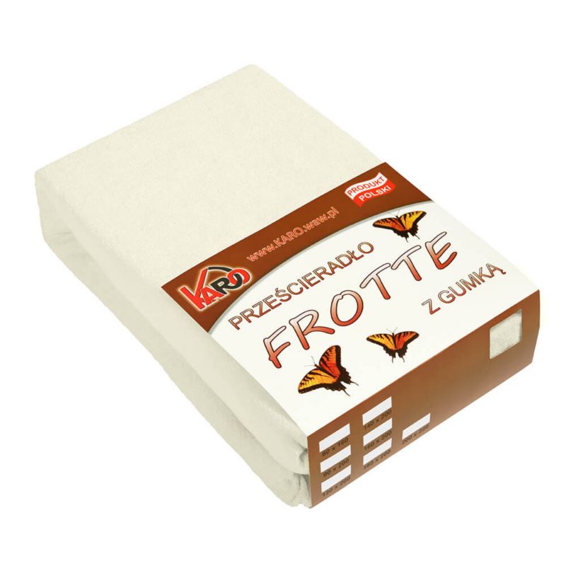 Prześcieradło frotte z gumką KARO 220x240 ekri 1 szt.
