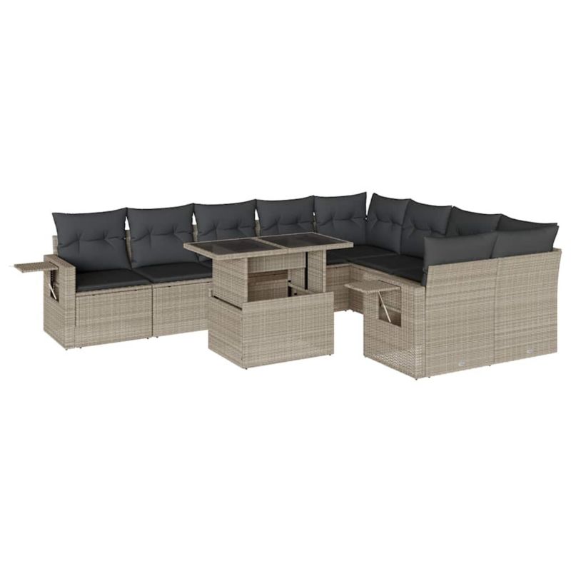 Zestaw mebli ogrodowych wypoczynkowy WaszeMeble polirattan szary z poduszkami WM-3268132 1 kpl