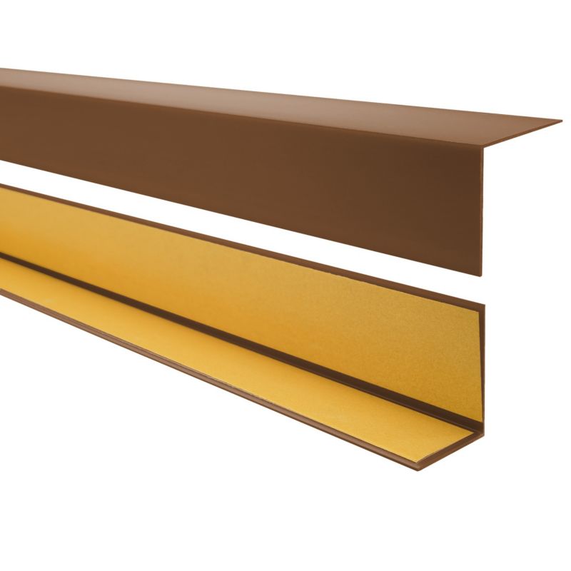 Kątownik twardy samoprzylepny PCV 30x30 mm QUEST, Profil Narożny Dekoracyjny L - 150 cm, brąz