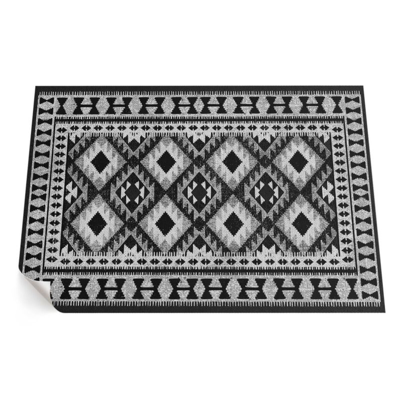 Dywan Winylowy Zewnętrzny ArtPrintCave 80x120 cm Czarne romby imitacja tkaniny 1 szt.