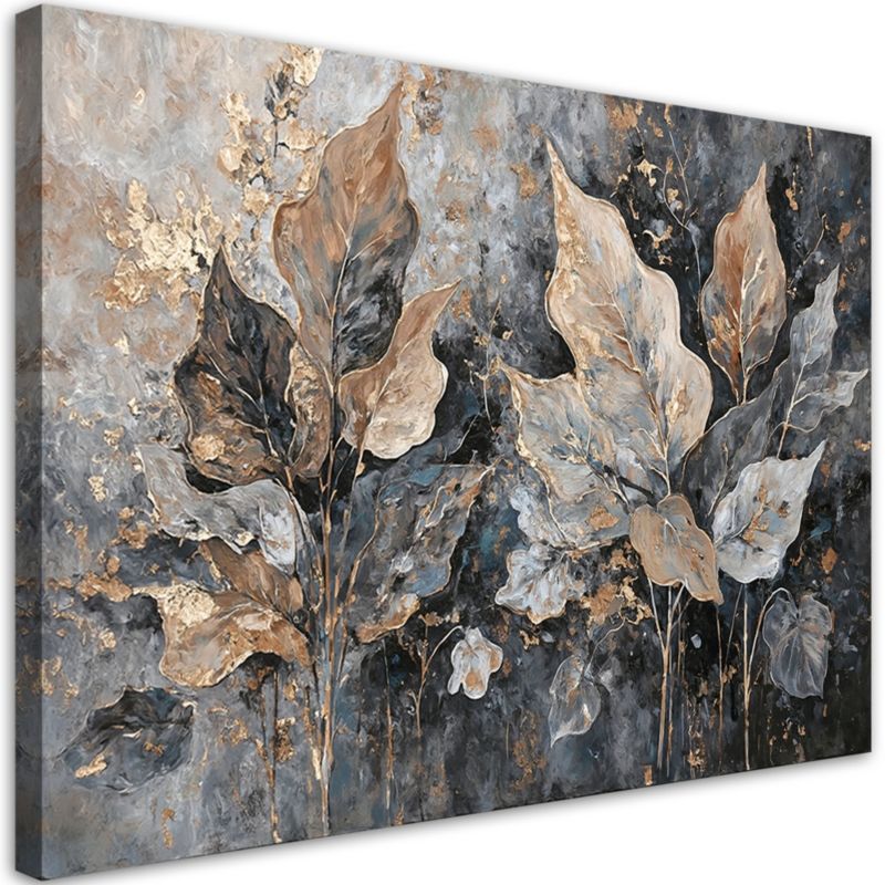 Obraz do salonu sypialni Feeby Liście w Stylu Glamour 90x60cm 1szt