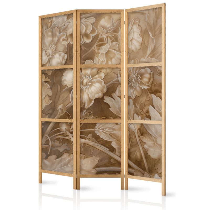Parawan Muralo Japoński Ornamenty Kwiatowe Rzeźbione 135x172 cm 1 szt.