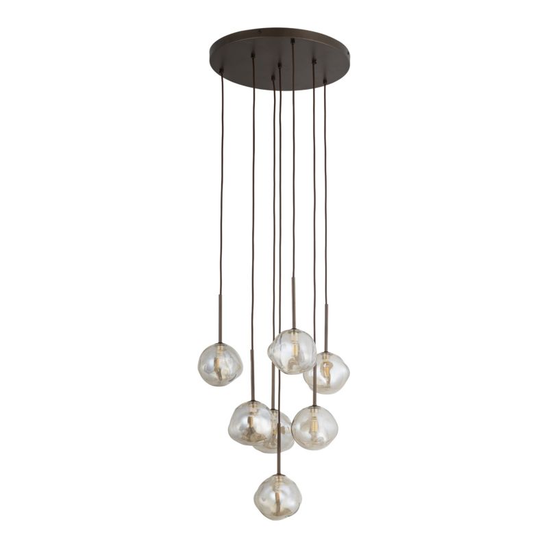 Lampa wisząca TK Lighting LAVA brązowa 7xg9 na kole klosze szklane o nieregularnych kształtach -1szt.