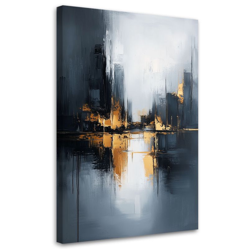 Obraz do salonu loftu Feeby Abstrakcja Złoty Szary Czarny 60x90cm 1szt