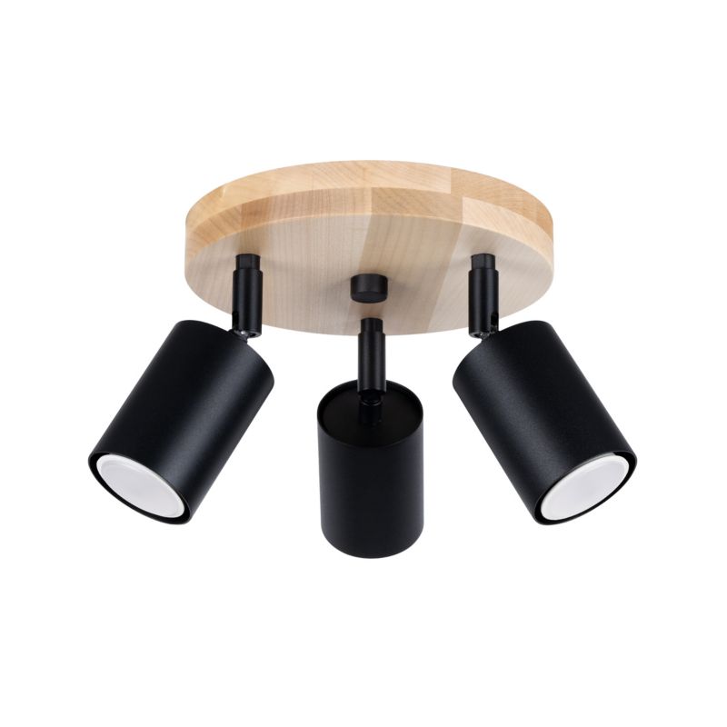 Lampa sufitowa Pure Lume JUNGLO czarna-drewno 3xGU10x10W IP20 wym:17x33x33cm - 1 szt.