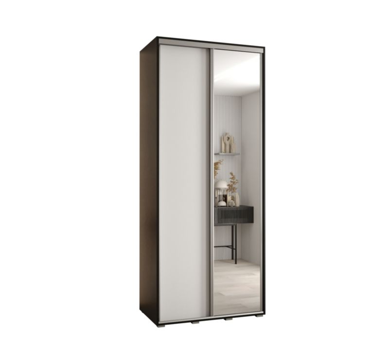 Szafa przesuwna Abiks DAVOS 3 wysoka szer.100cm gł.45cm czarny/biały/srebrny 1szt.