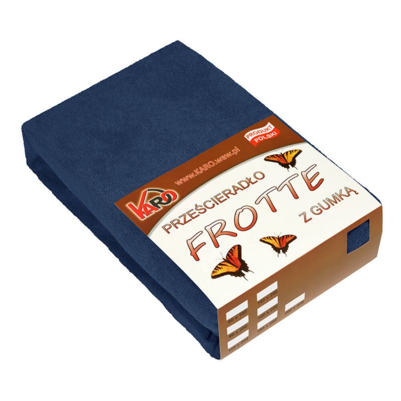 Prześcieradło frotte z gumką KARO 140x200 granat 1 szt.