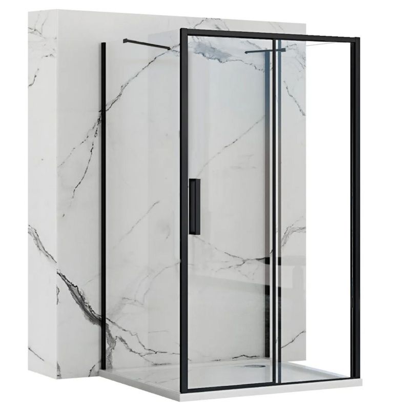 Kabina Prysznicowa Przyścienna Rapid Slide Black 130X90X195Cm 1 Szt