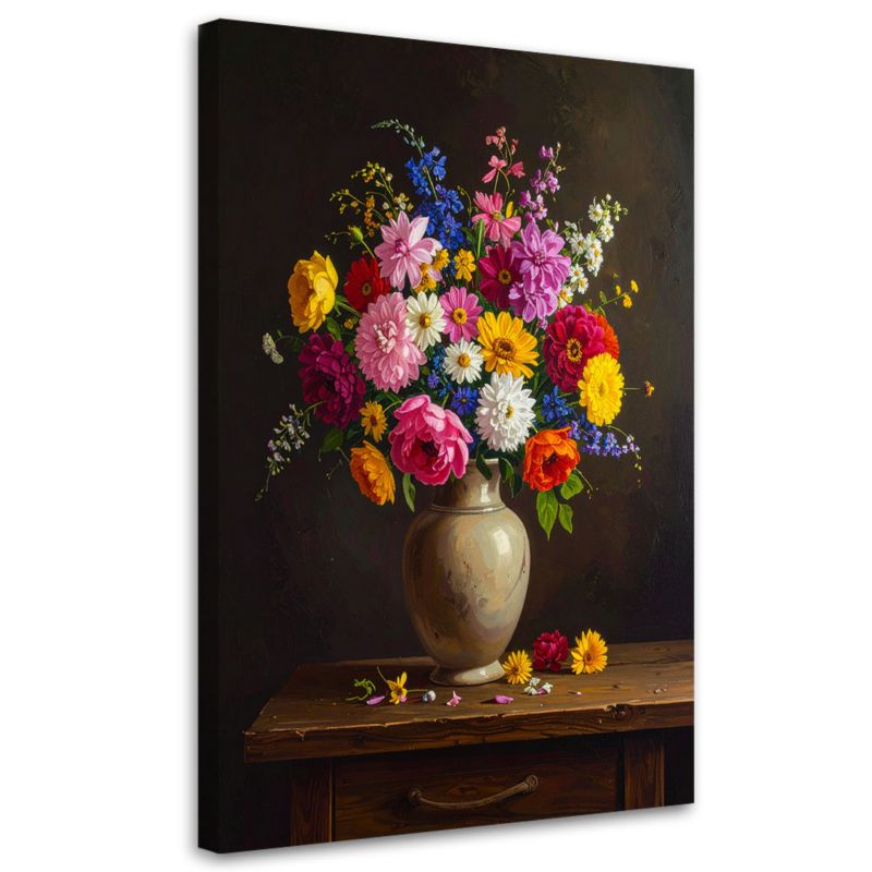 Obraz do salonu sypialni biura Feeby Martwa natura bukiet kwiatów w wazonie 60x90cm 1szt
