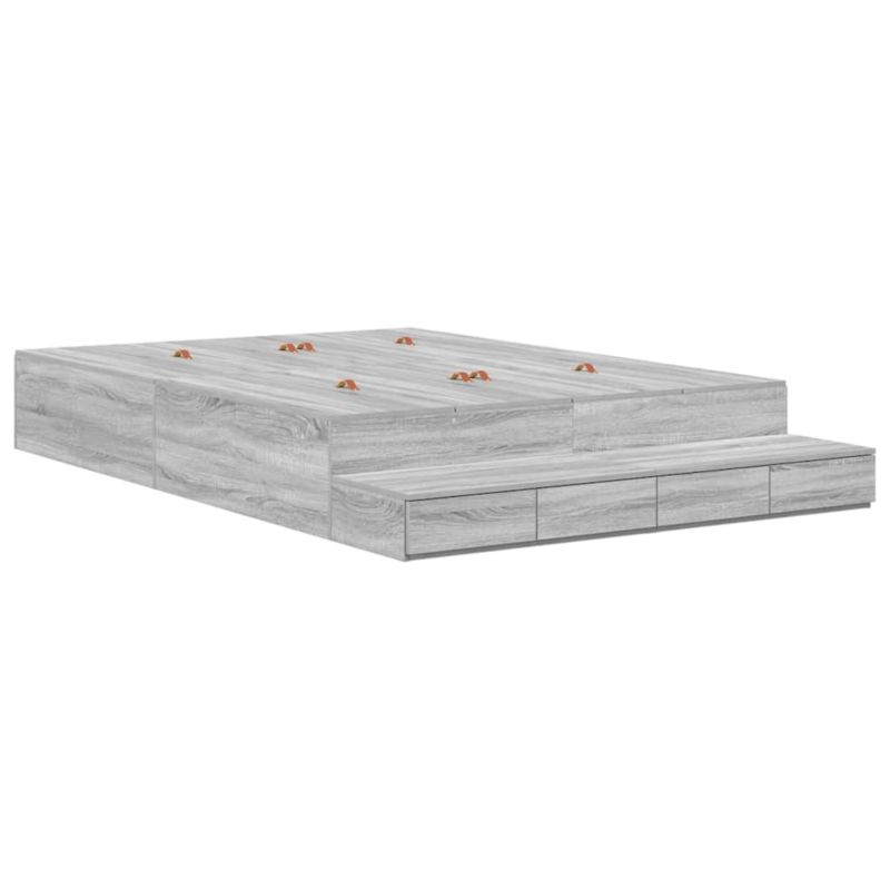 Rama łóżka WaszeMeble 135x190 cm Szary sonoma drewno WM-3335698 1 szt.