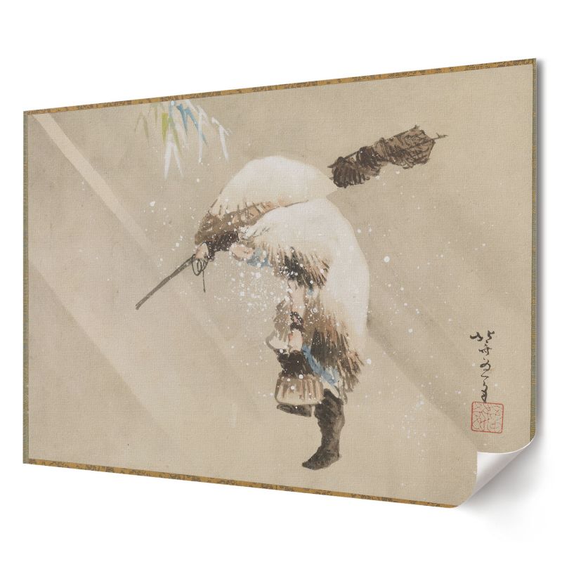 Plakat na płótnie Wallfluent Format A2 Rybak na śniegu Artysta Hokusai 1 szt.