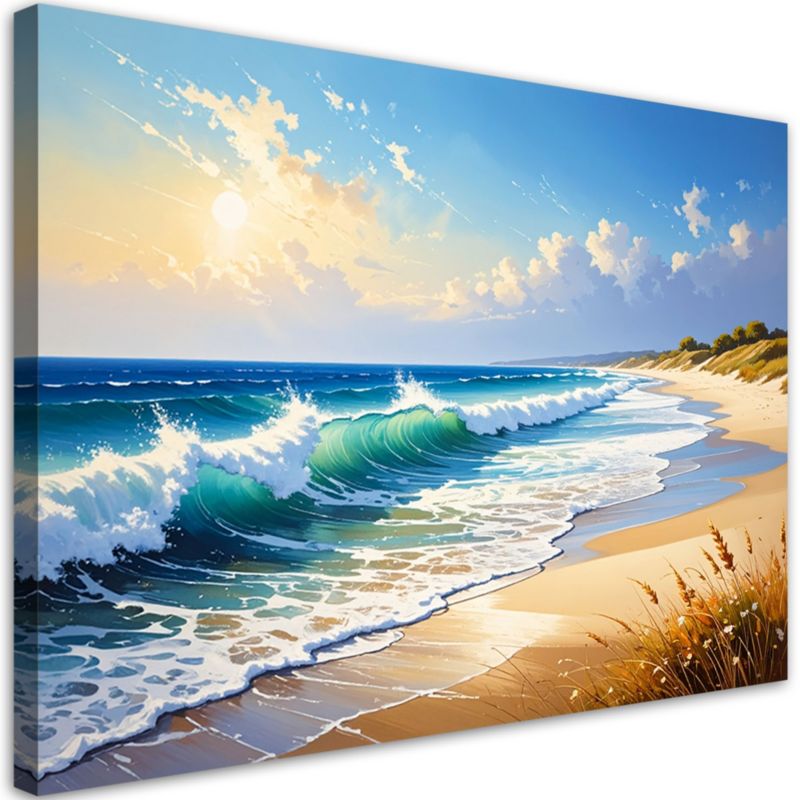Obraz do salonu sypialni kuchni Feeby Plaża Morze Fale Pejzaż 90x60cm 1szt