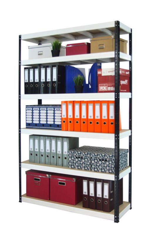 Regał metalowy MODO24 magazynowy czarno-biały helios 213x150x30cm 6 półek po 275 kg 1 szt.