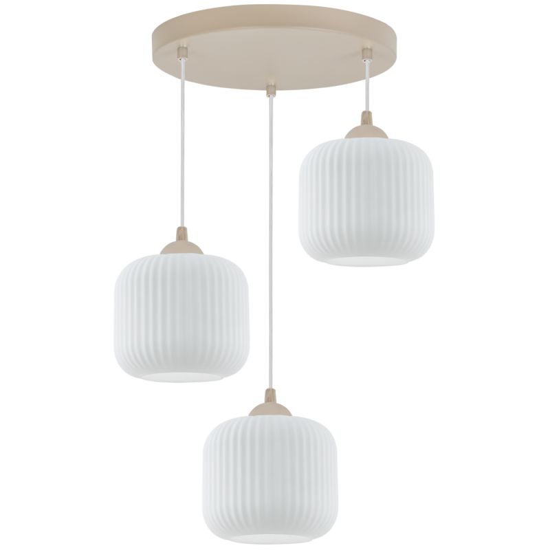 Lampa sufitowa wisząca Light Home LH Riffle okrągła 3xE27 kaszmir klosz biały 15cm walec 1szt.