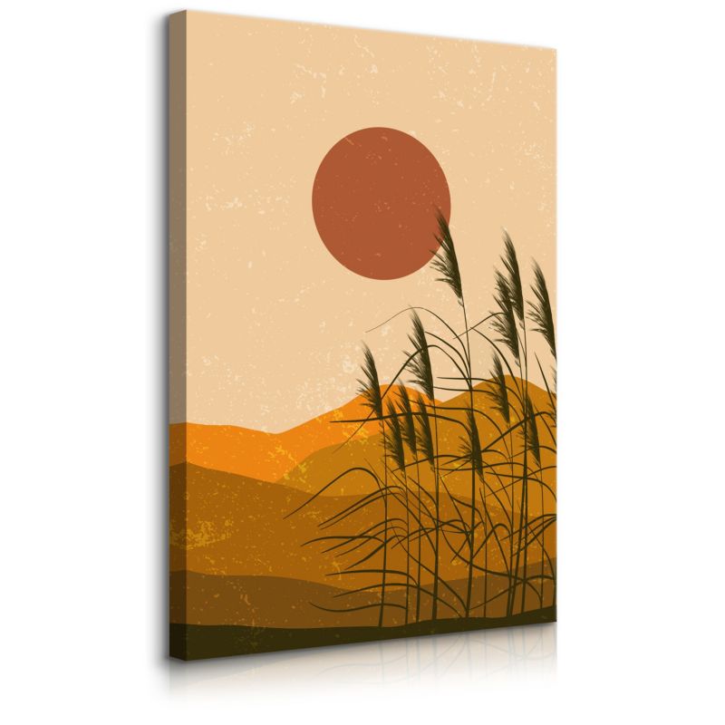 Obraz Muralo Do Sypialni Trzciny Zachód Słońca Martwa Natura Styl Boho 80x120 cm 1 szt.