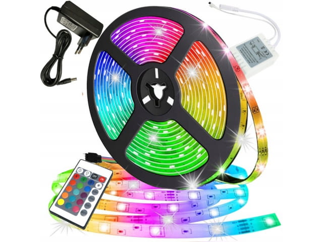 Listwa 300 LED 5m RGB SMD mały pilot 2835 Taśma wodoodporna samoprzylepna - Henryx24
