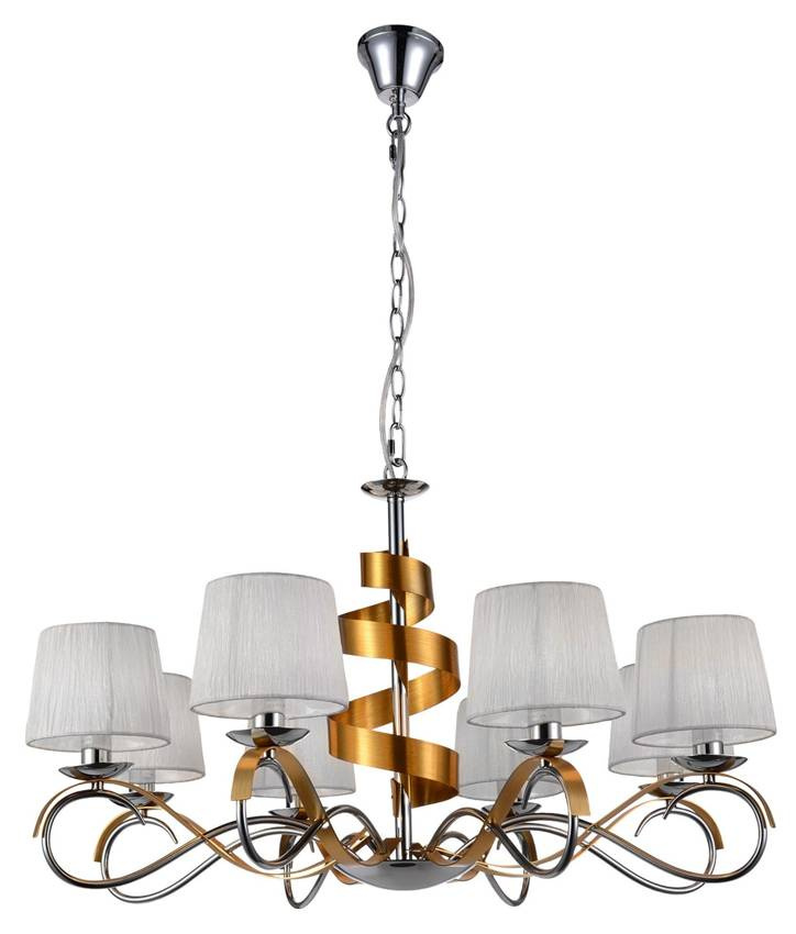 Srebrny żyrandol lampa wisząca 8xE14 do salonu DECANIS regulowana