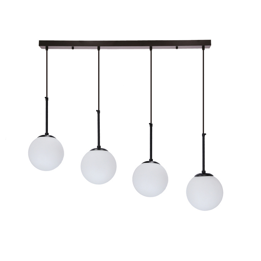 Czarna lampa wisząca sufitowa 4xE27 do salonu POMPEI szkło