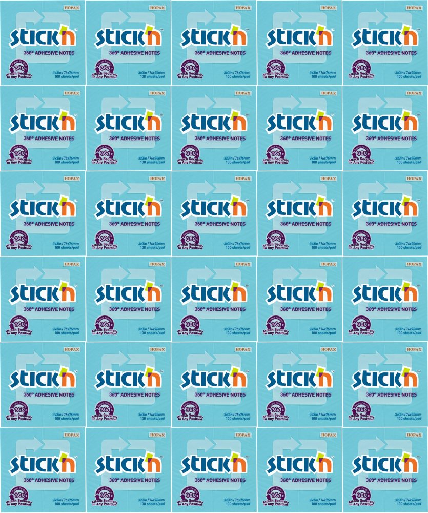 216x Karteczki samoprzylepne Stick'n 360 stopni, 76x76mm, 100 karteczek, niebieski pastelowy