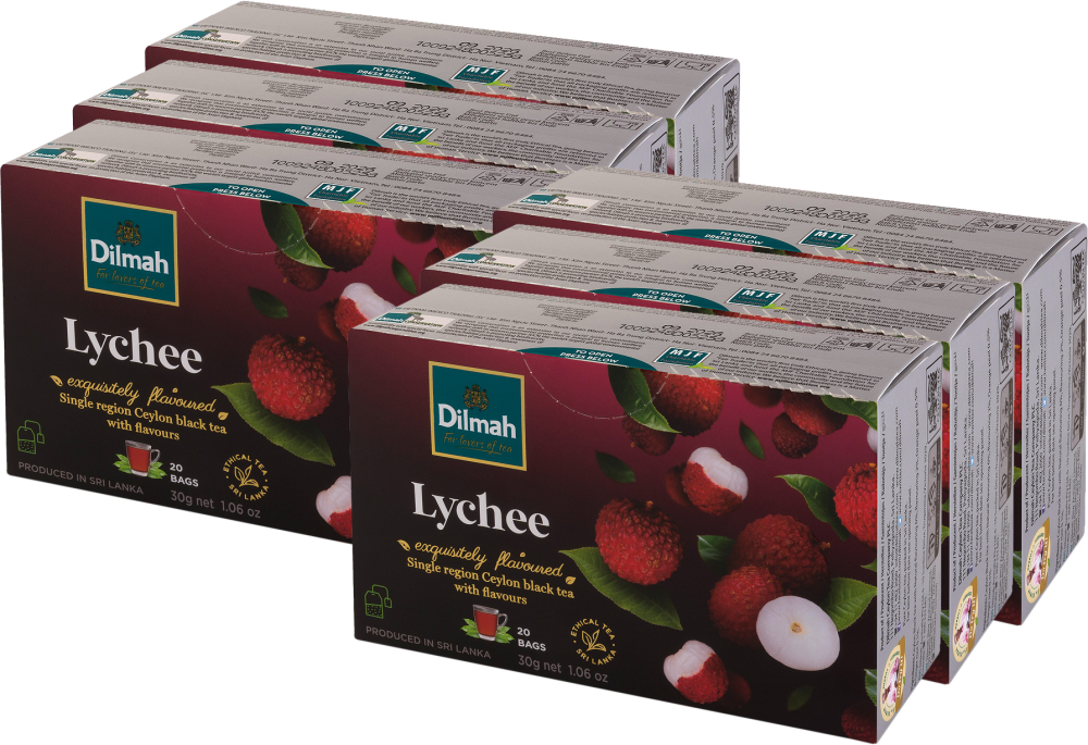 6x Herbata czarna aromatyzowana w torebkach Dilmah Lychee, liczi, 20 sztuk x 1.5g
