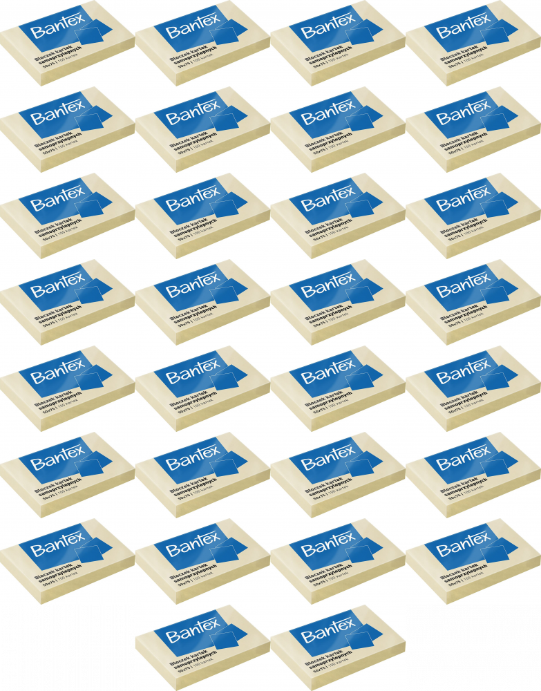 60x Karteczki samoprzylepne Bantex, 50x75mm, 100 karteczek, żółty