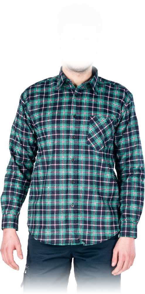 Koszula flanelowa w kratę Reis KF- C3, gramatura 120g, rozmiar M, zielono-granatowy