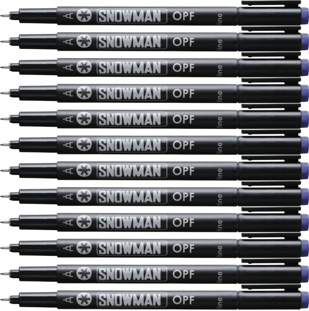 12x Foliopis permanentny Snowman OPF, cienki, 0.5mm, niebieski