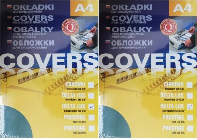 2x Okładki do bindowania Argo Delta, A4, 250g/m2, skóropodobne, 100 sztuk, niebieski