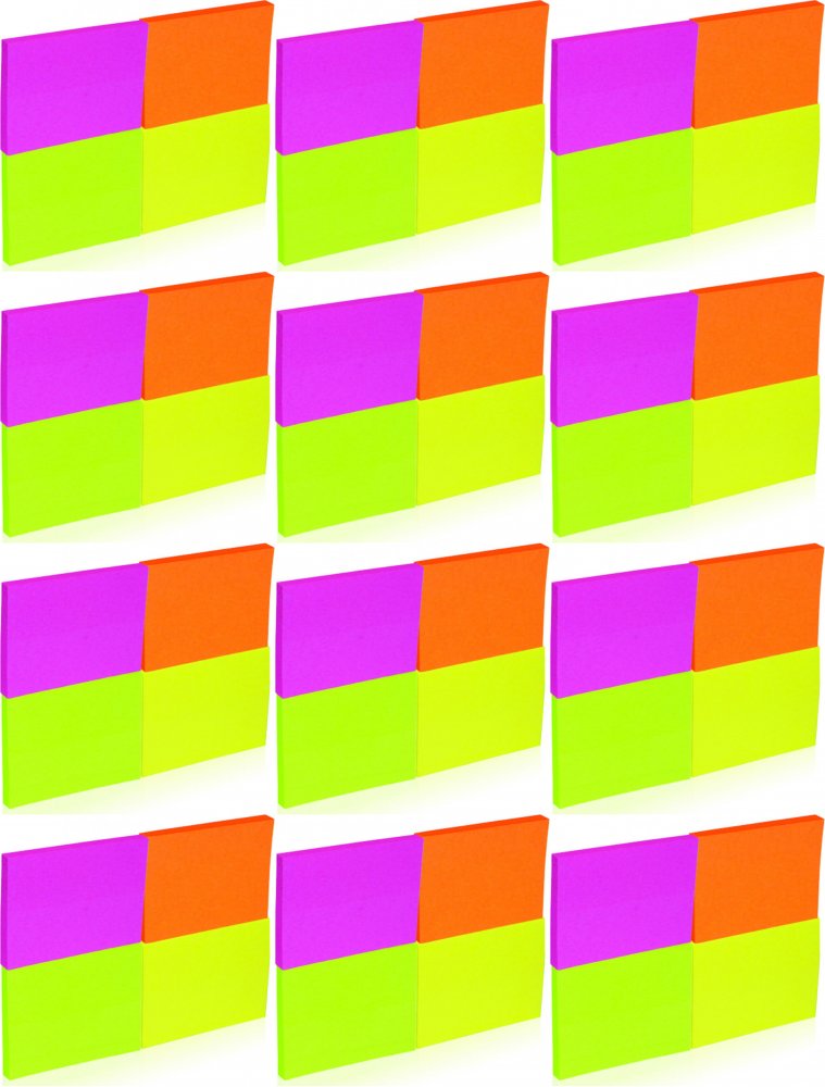 12x Karteczki samoprzylepne Donau, 38x51mm, 200 karteczek, mix kolorów neonowych