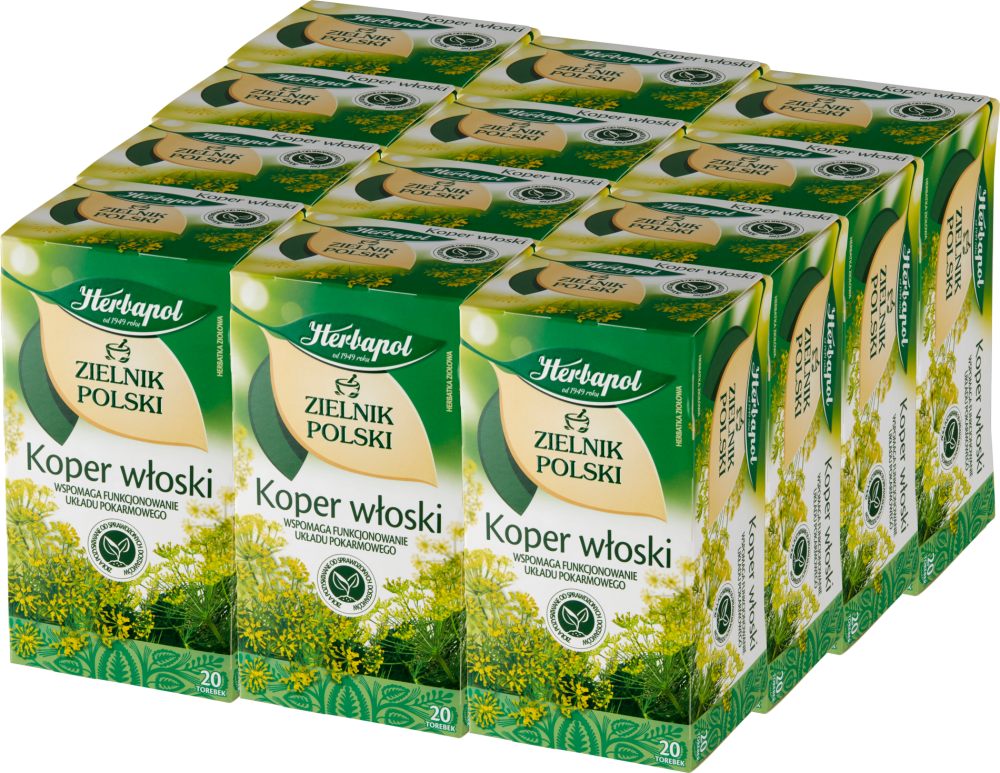 12x Herbata ziołowa w torebkach Herbapol Zielnik Polski, Koper włoski, 20 sztuk x 2g
