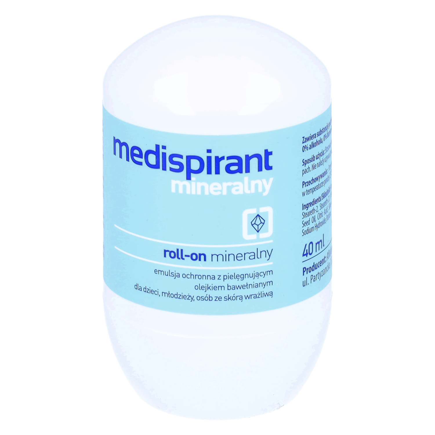 Medispirant - mineralny roll-on, ochrona przed potem, 40 ml