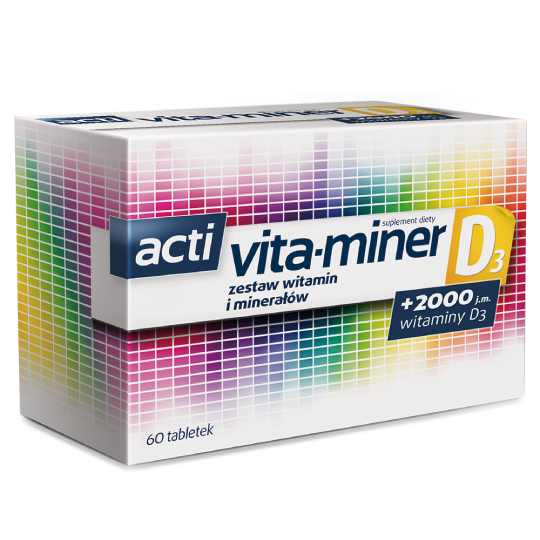 Acti vita-miner d3 zestaw witamin i minerałów, 60 tabletek