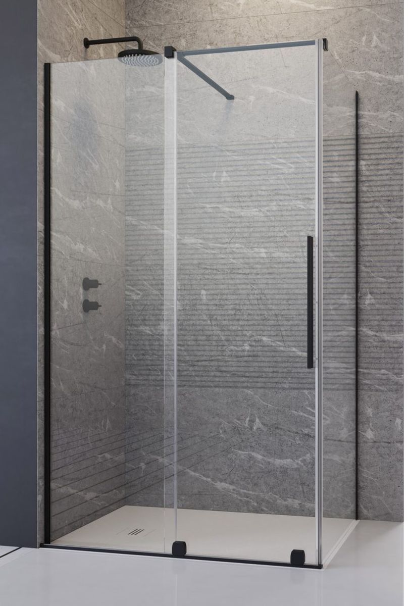 Radaway Furo Black KDJ drzwi prysznicowe 82,2 cm lewe czarny mat/szkło przezroczyste 10104822-54-01L