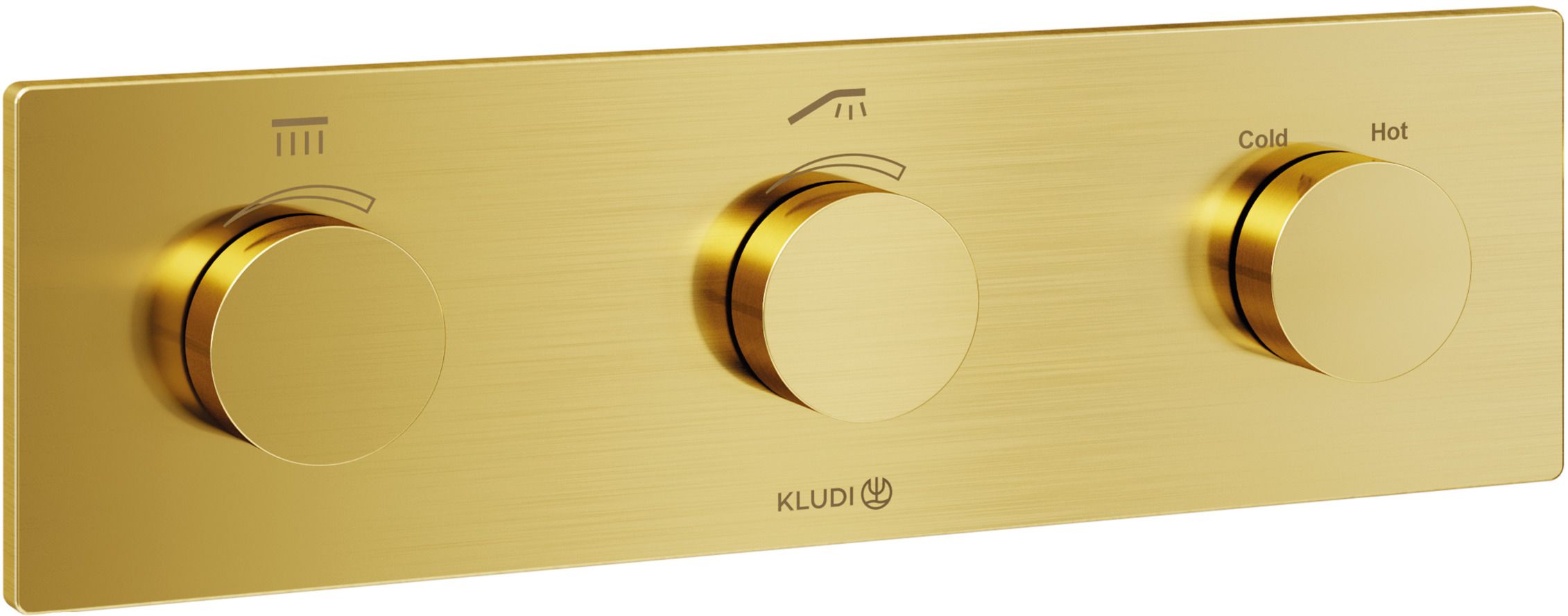 Kludi Pushtronic bateria wannowo-prysznicowa podtynkowa termostatyczna złoty szczotkowany 38300N0-00
