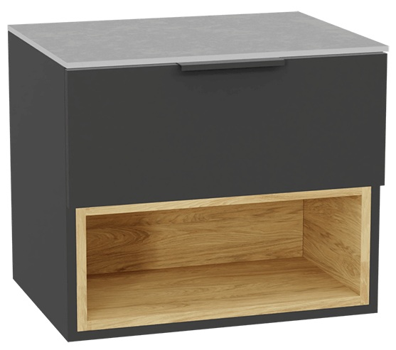 Zestaw Excellent Tuto 2.0 szafka 60 cm podumywalkowa wisząca z blatem szary-dąb MLEX.2171.K.60.02SJ.GRGR